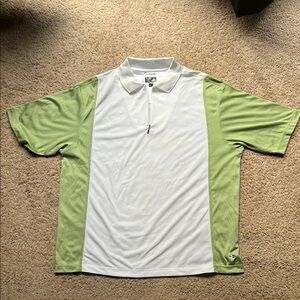 Adidas Men's Green and White Polo Shirt